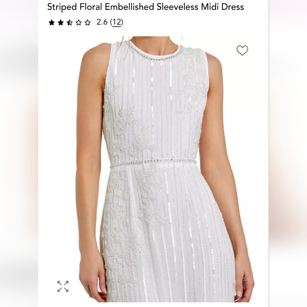 Mac Duggal Ivory Sequin Embellished Midi Dress - Picture 3 of 14